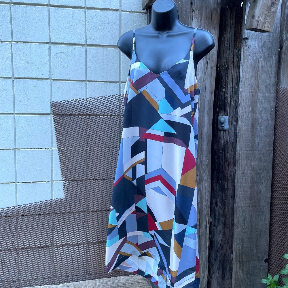 Maxi Dress Spaghetti Strap Multicolor Mod Print by Meg Shop size Medium